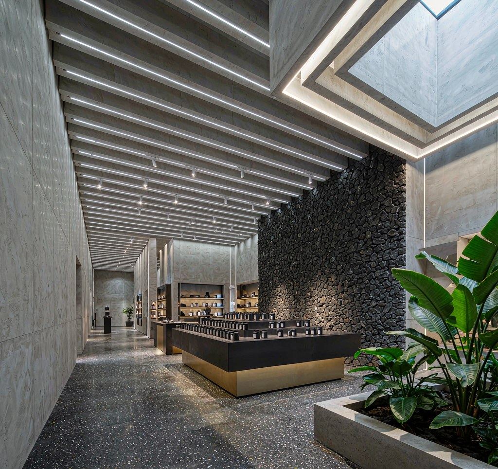 Linear lighting in a commercial interior